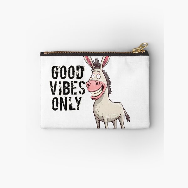 Item preview, Good Vibes Only Smiling Donkey Retro Cartoon Distressed Typography designed and sold by DesignArtist.ia.