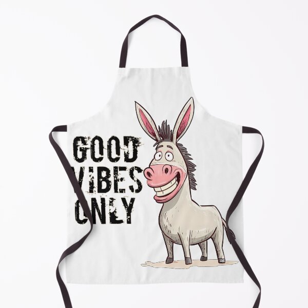 Item preview, Good Vibes Only Smiling Donkey Retro Cartoon Distressed Typography designed and sold by DesignArtist.ia.