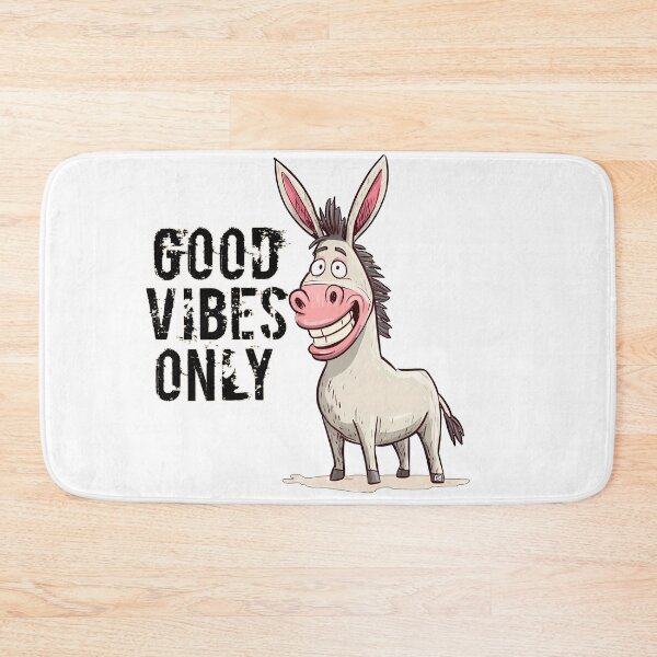 Item preview, Good Vibes Only Smiling Donkey Retro Cartoon Distressed Typography designed and sold by DesignArtist.ia.