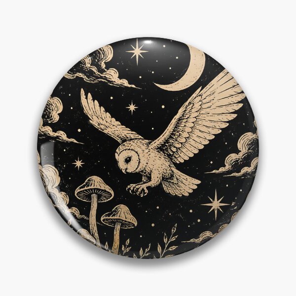 Item preview, Vintage Celestial Barn Owl & Mushrooms  designed and sold by Jaideep Walia.
