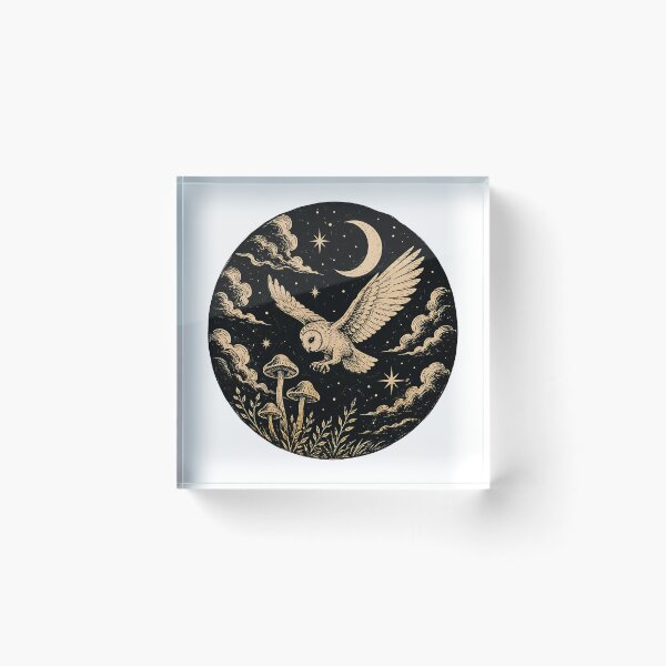Item preview, Vintage Celestial Barn Owl & Mushrooms  designed and sold by Jaideep Walia.