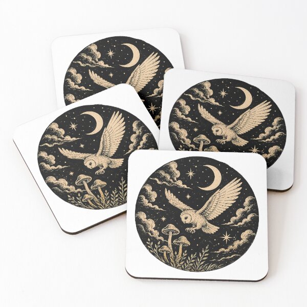Item preview, Vintage Celestial Barn Owl & Mushrooms  designed and sold by Jaideep Walia.