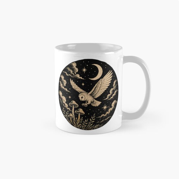 Item preview, Vintage Celestial Barn Owl & Mushrooms  designed and sold by Jaideep Walia.