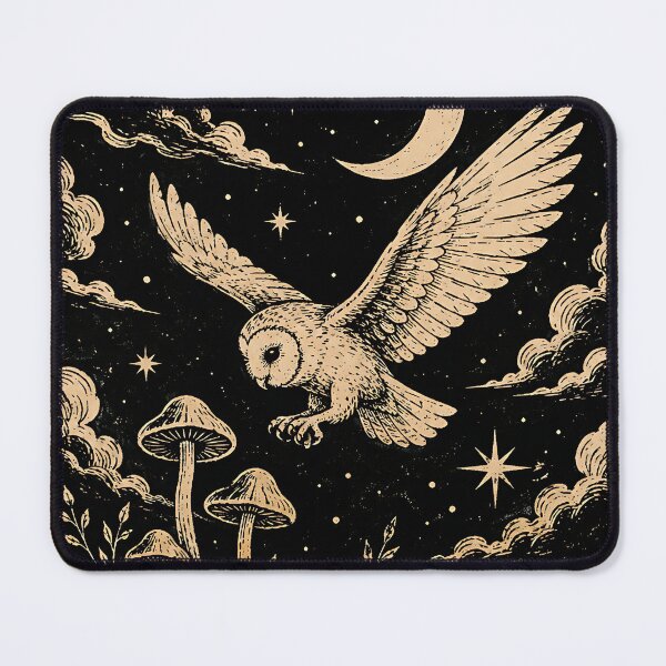 Item preview, Vintage Celestial Barn Owl & Mushrooms designed and sold by Jaideep Walia.