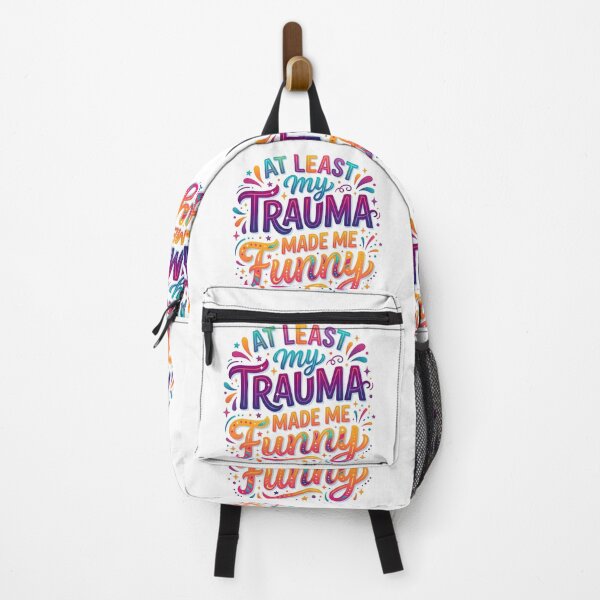 Item preview, funny trauma quote, sarcastic humor, dark humor quote designed and sold by TrueArtVibes.