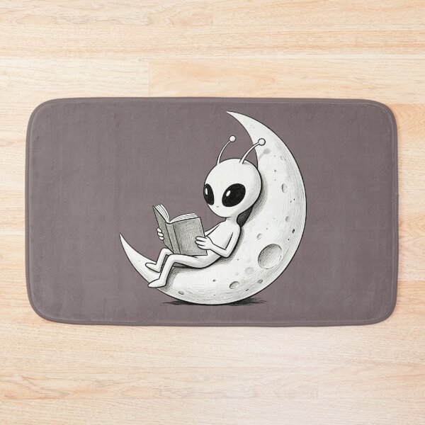 Item preview, Alien Reading Book on Crescent Moon | Cute Space Art designed and sold by TeyArtWork.