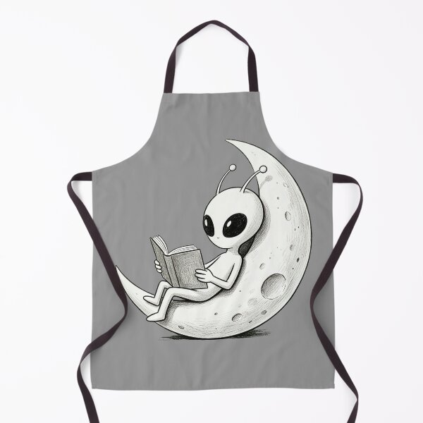 Item preview, Alien Reading Book on Crescent Moon | Cute Space Art designed and sold by TeyArtWork.
