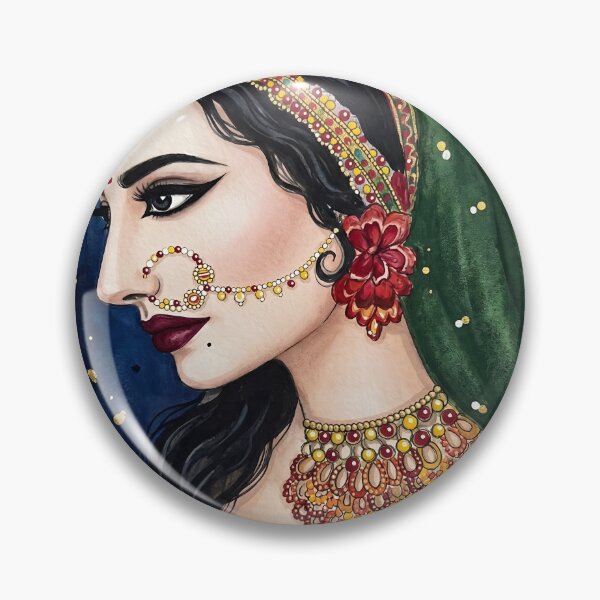Item preview, Indian Traditional Bride Portrait Art | Rajasthani Bridal Jewelry Illustration | Elegant Desi Woman Painting designed and sold by Bhaskar Digital Art.