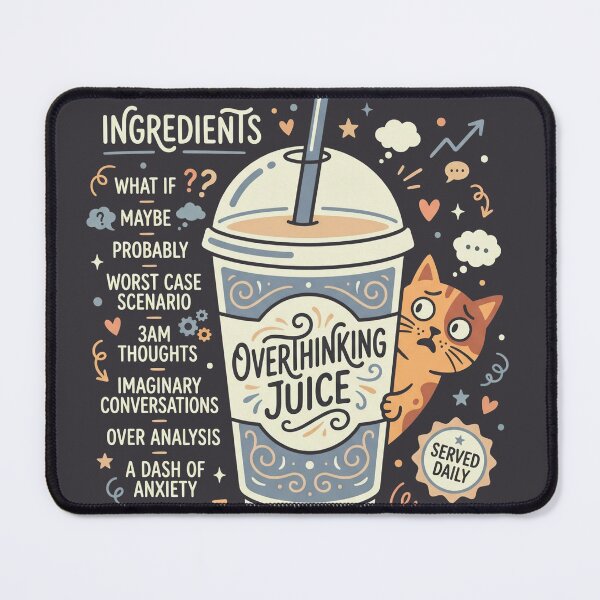 Item preview, Overthinking Juice Anxious Cat designed and sold by StillWildink.