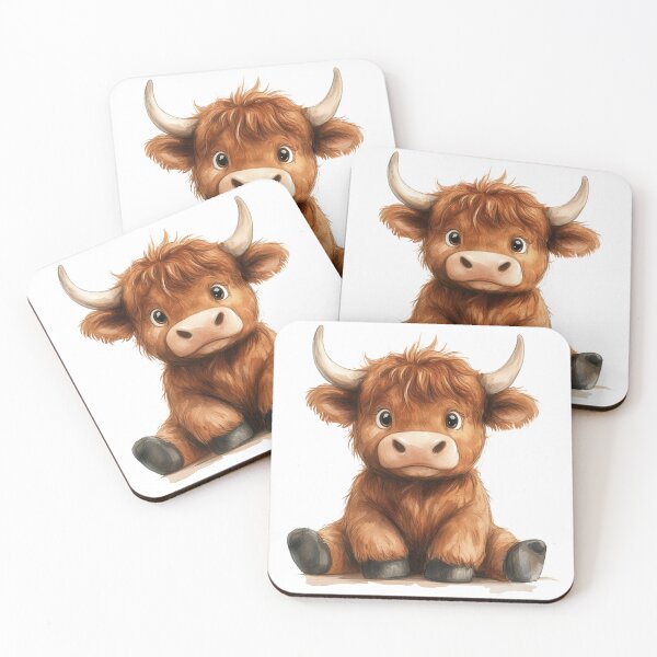Item preview, Cute Highland Cow Watercolor Art designed and sold by StickerHavenn.