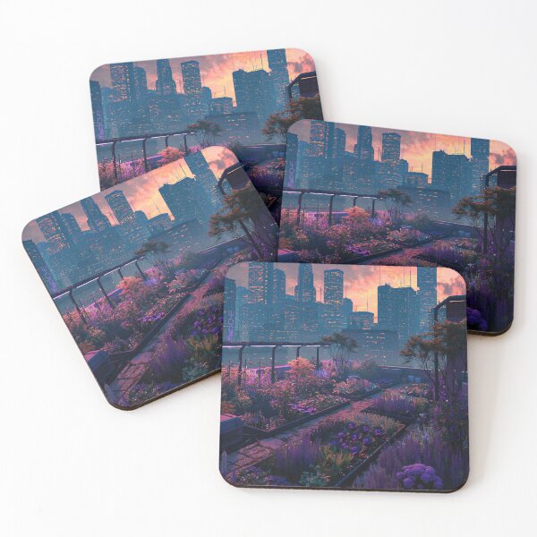 Item preview, Cyberpunk Rooftop Garden Sunset designed and sold by Visual Foundry.