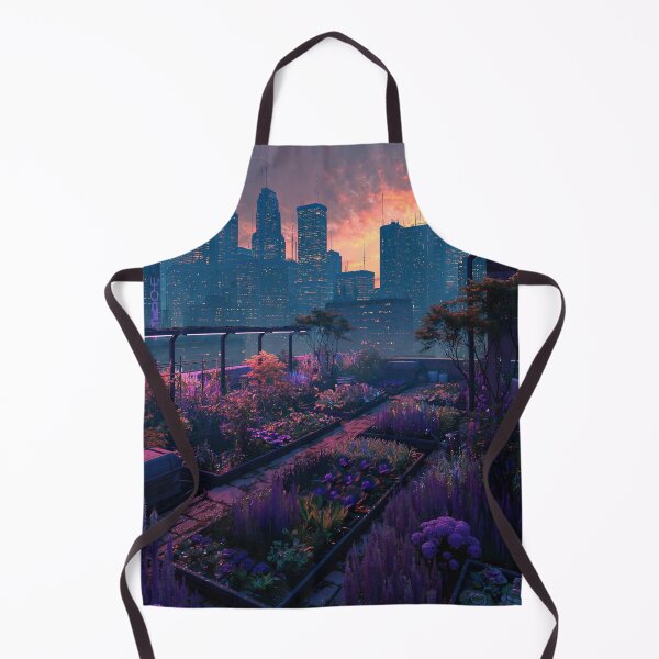 Item preview, Cyberpunk Rooftop Garden Sunset designed and sold by Visual Foundry.