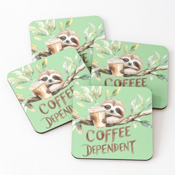 Item preview, Cute Sloth Coffee Dependent Watercolor Art designed and sold by MegaNovaArt.