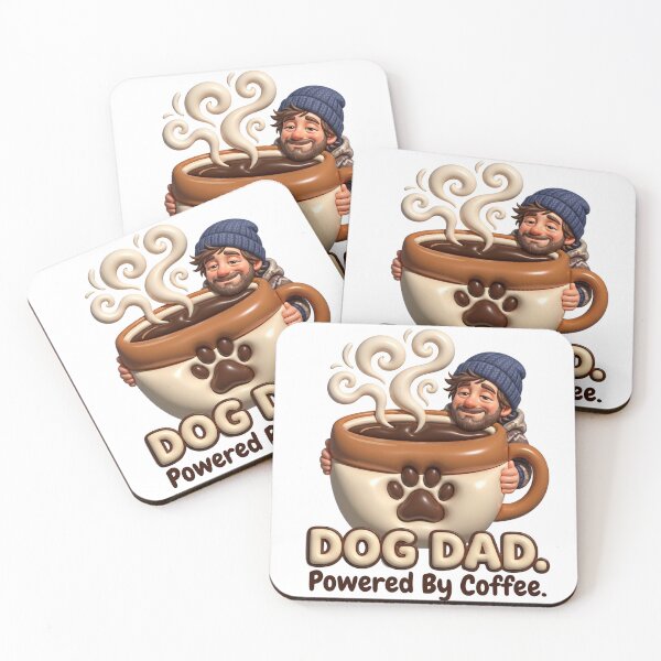 Item preview, Dog Dad Powered By Coffee Funny Gift designed and sold by pradeepvisuals.