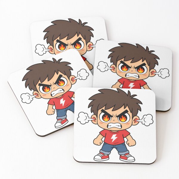 Item preview, Angry Little Boy with Fiery Eyes designed and sold by LevelUpReads.