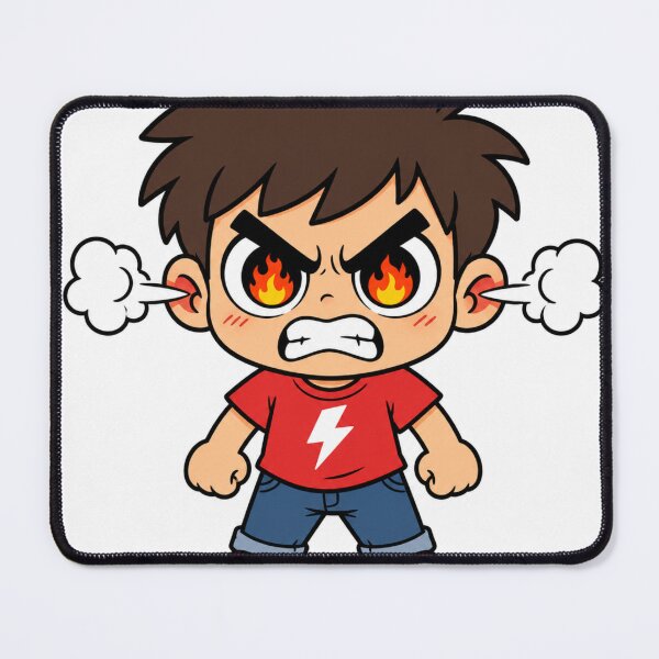 Item preview, Angry Little Boy with Fiery Eyes designed and sold by LevelUpReads.