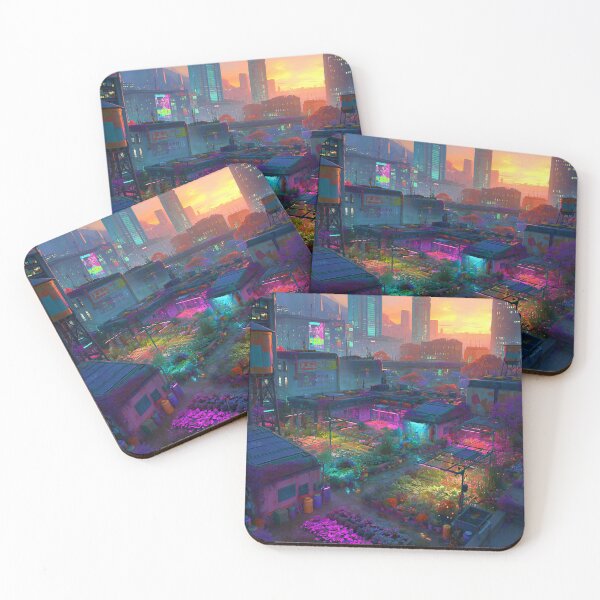 Item preview, Neon Urban Rooftop Garden Sunset designed and sold by Visual Foundry.