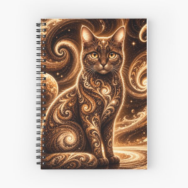 Aperçu de l'œuvre Paysage onirique cosmique de chocolat et de chat, Fantaisie céleste au moka créée et vendue par Mindworx21.