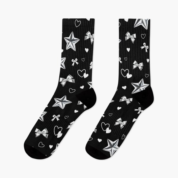 Item preview, Dark Cyber Y2K Metallic Star Ribbon Repeating Pattern designed and sold by LoviqueLab.