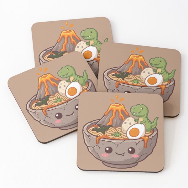 Item preview, kawaii dinosaur ramen bowl with volcano and soft boiled egg designed and sold by Mochii-studio.
