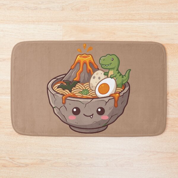 Item preview, kawaii dinosaur ramen bowl with volcano and soft boiled egg designed and sold by Mochii-studio.