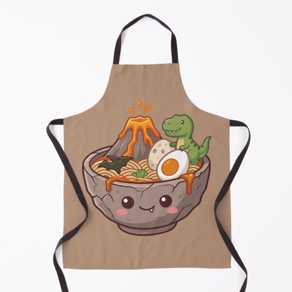 Item preview, kawaii dinosaur ramen bowl with volcano and soft boiled egg designed and sold by Mochii-studio.