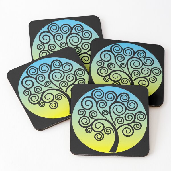 Item preview, Blue and yellow spiral tree of life designed and sold by Lagueny.
