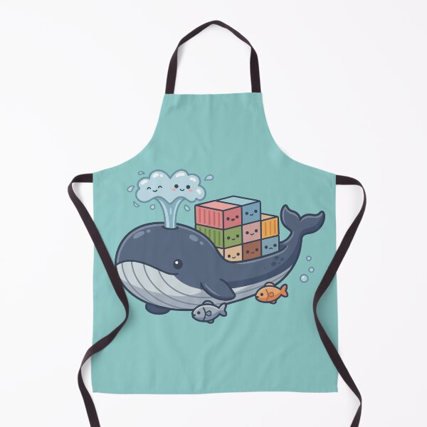 Item preview, cute blue whale cargo ship carrying colorful kawaii containers designed and sold by Mochii-studio.