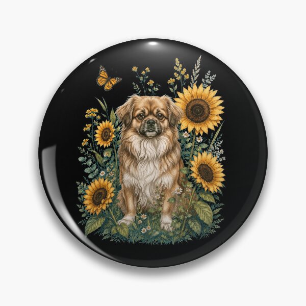Item preview, Tibetan Spaniel With Sunflower Cottagecore Art Dog Owner designed and sold by TerryConnells.