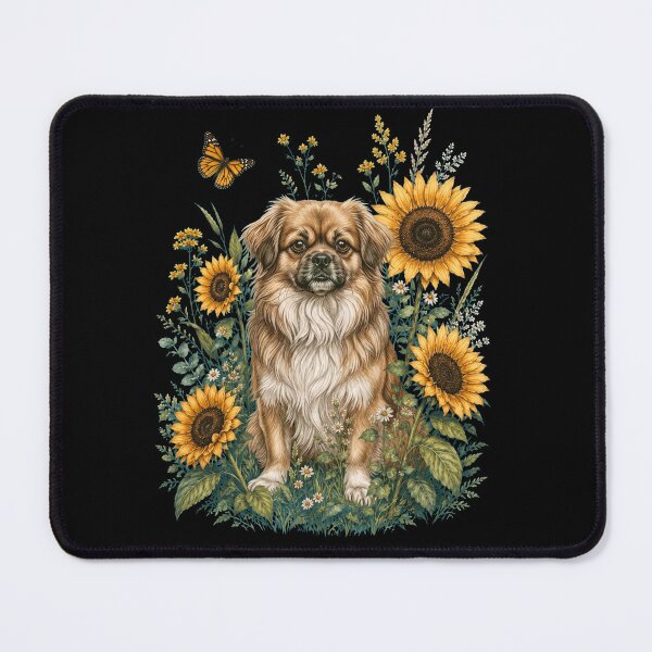 Item preview, Tibetan Spaniel With Sunflower Cottagecore Art Dog Owner designed and sold by TerryConnells.