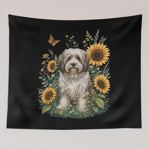 Item preview, Tibetan Terrier With Sunflower Cottagecore Art Dog Owner designed and sold by TerryConnells.
