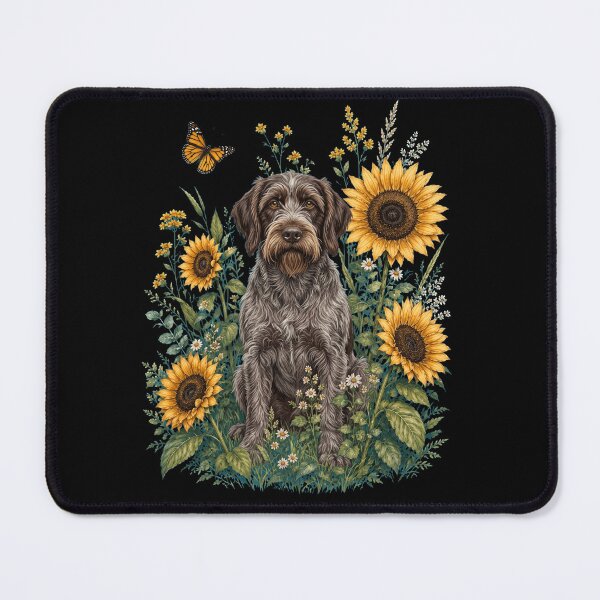 Item preview, Wirehaired Pointing Griffon With Sunflower Cottagecore Art Dog Owner designed and sold by TerryConnells.