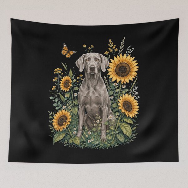 Item preview, Weimaraner With Sunflower Cottagecore Art Dog Owner designed and sold by TerryConnells.