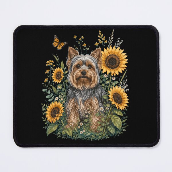 Item preview, Yorkshire Terrier With Sunflower Cottagecore Art Dog Owner designed and sold by TerryConnells.