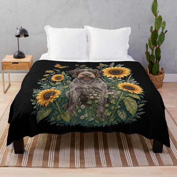 Item preview, Wirehaired Pointing Griffon With Sunflower Cottagecore Art Dog Owner designed and sold by TerryConnells.