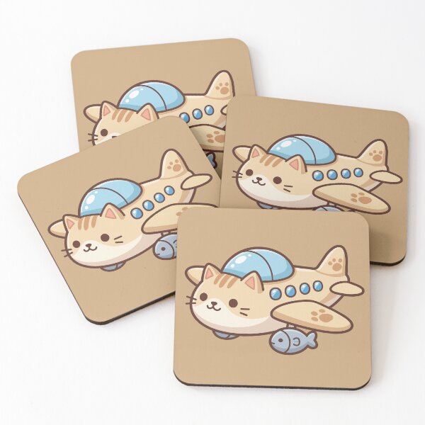 Item preview, cute kawaii ginger cat airplane flying with little fish designed and sold by Mochii-studio.