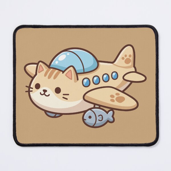 Item preview, cute kawaii ginger cat airplane flying with little fish designed and sold by Mochii-studio.