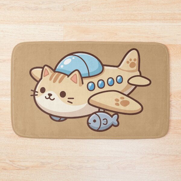 Item preview, cute kawaii ginger cat airplane flying with little fish designed and sold by Mochii-studio.
