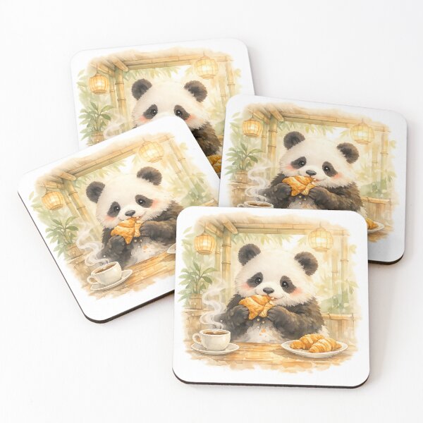 Item preview, Dreamy Panda Croissant Café – Cozy Watercolor Bamboo Panda Art designed and sold by HappyTinyWorld2.