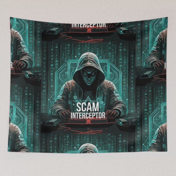 Item preview, Scam Interceptor Cyber Hacker Digital Art T-Shirt Print designed and sold by Scorpion Creative.