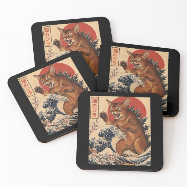 Item preview, Abyssinian Catzilla Japanese Wave Art Cat Owner designed and sold by TerryConnells.