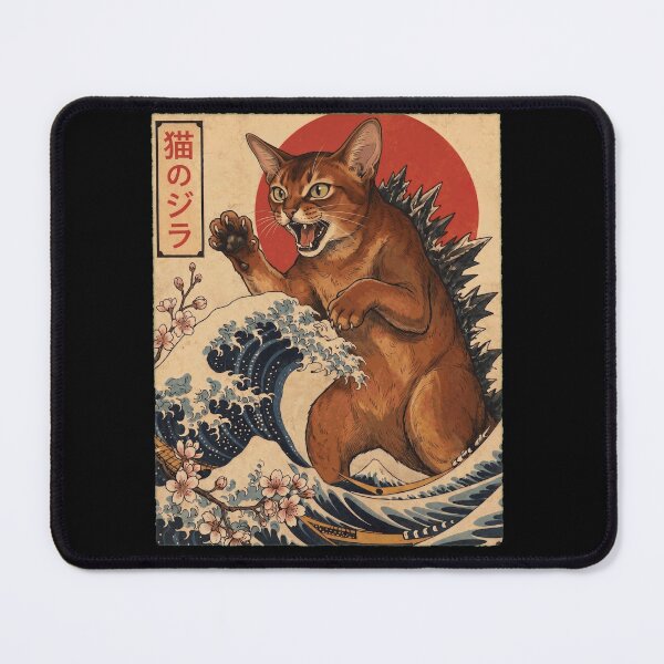 Item preview, Abyssinian Catzilla Japanese Wave Art Cat Owner designed and sold by TerryConnells.