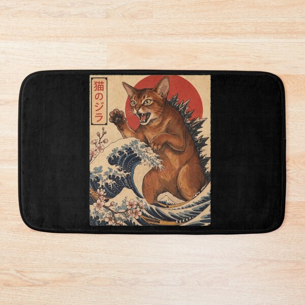 Item preview, Abyssinian Catzilla Japanese Wave Art Cat Owner designed and sold by TerryConnells.