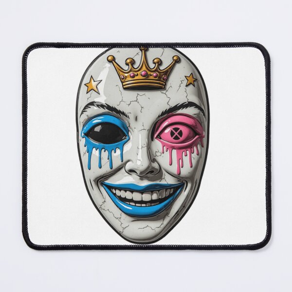 Item preview, Cracked Graffiti Mask with Gold Crown | Surreal Pop Art designed and sold by Resolution Retro.