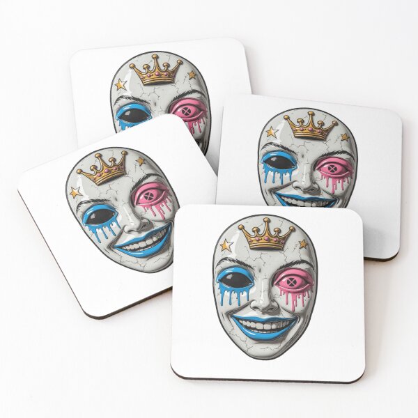 Item preview, Cracked Graffiti Mask with Gold Crown | Surreal Pop Art designed and sold by Resolution Retro.