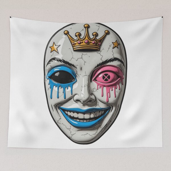 Item preview, Cracked Graffiti Mask with Gold Crown | Surreal Pop Art designed and sold by Resolution Retro.