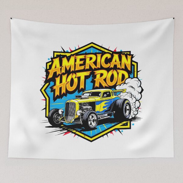 Item preview, Yellow American Hot Rod Dragster Burnout Art designed and sold by rgagliardi2017.
