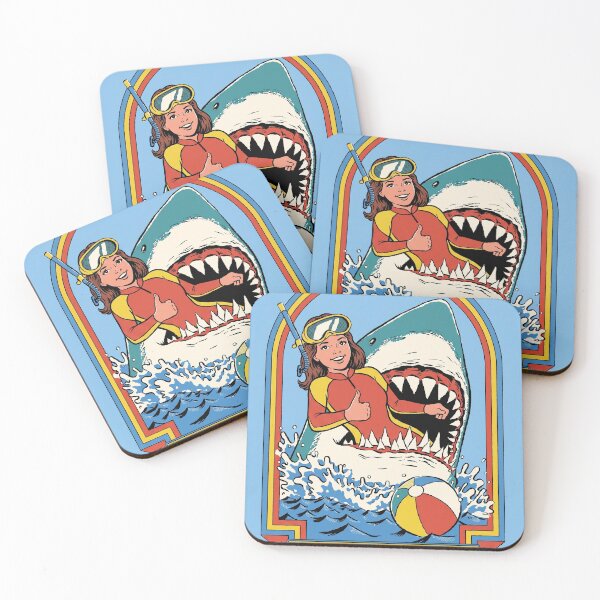 Item preview, A WOMAN INSIDE A SHARK MOUNT WITH A WAYING STAY POSITIVE designed and sold by NiceArtsPlace.