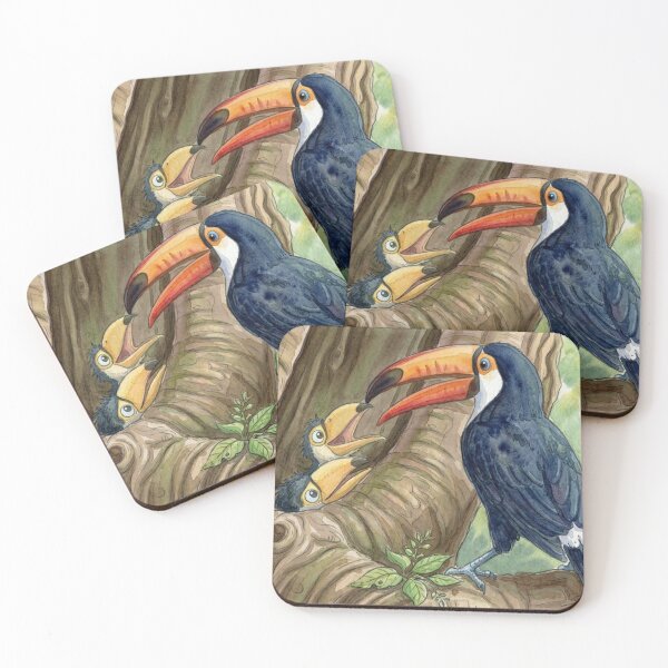 Item preview, Watercolor Toucan Family Tropical Rainforest Art Print designed and sold by BLUESKY11a.