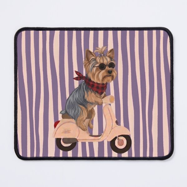 Item preview, Cute Yorkie Dog Riding Pink Scooter designed and sold by GeoSketchWear.